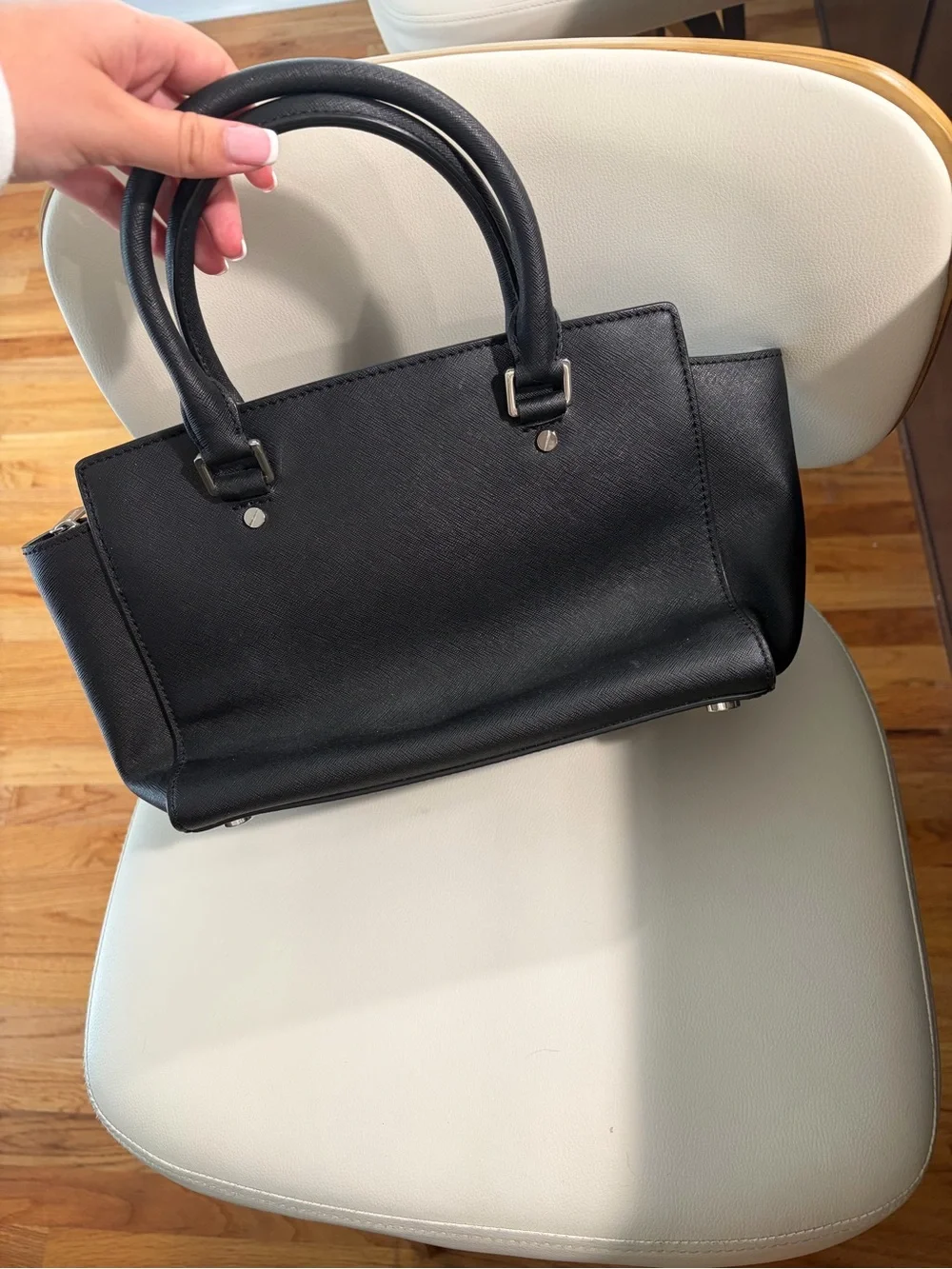 Michael Kors Black Studded Medium Selma Satchel